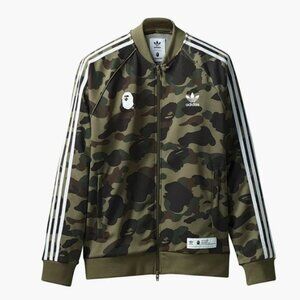 Bape X Adidas Adicolor Track Top Olive Camo, Size L